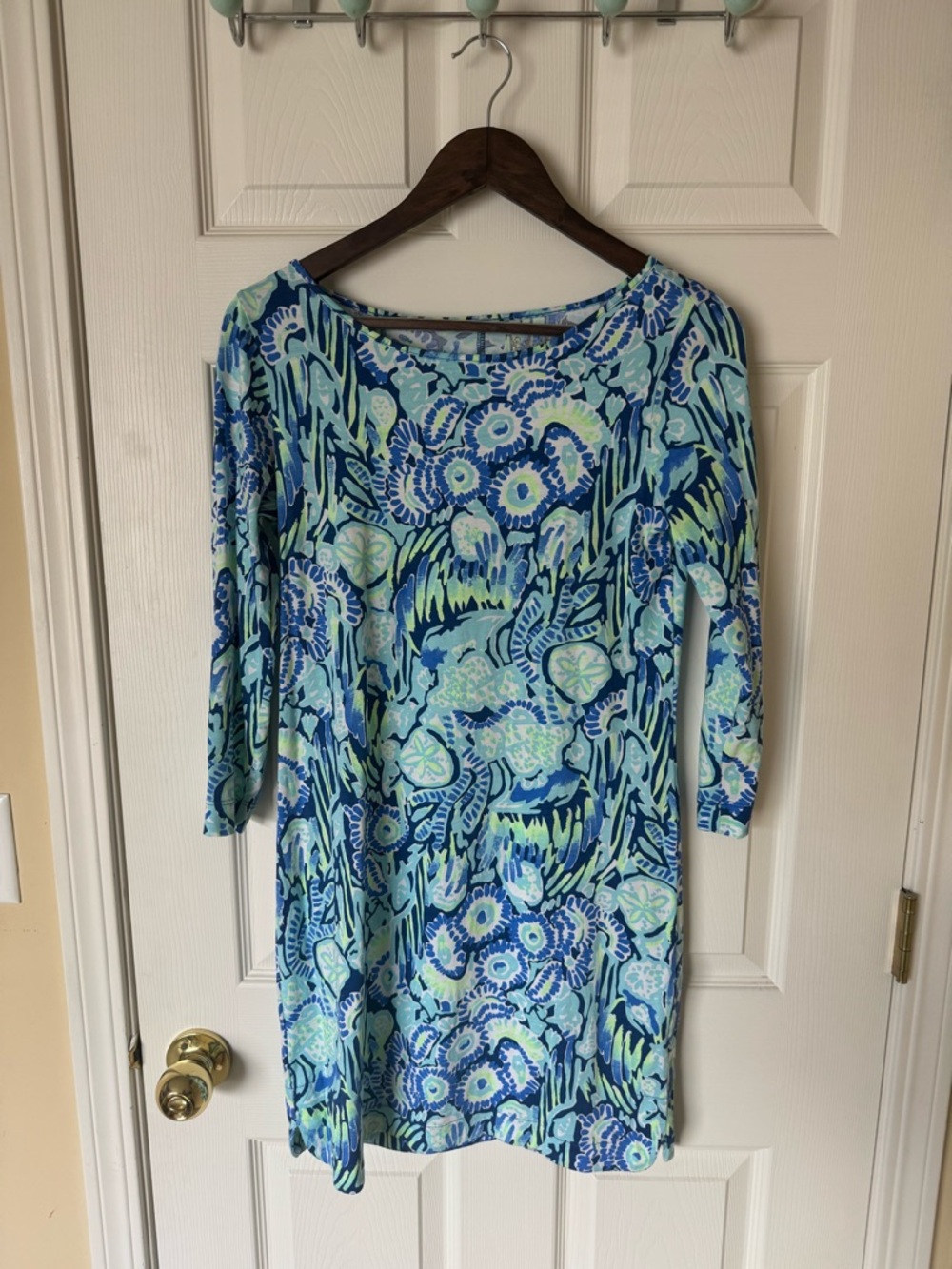 Lilly Pulitzer Blue & Aqua Floral Long Sleeve Dress